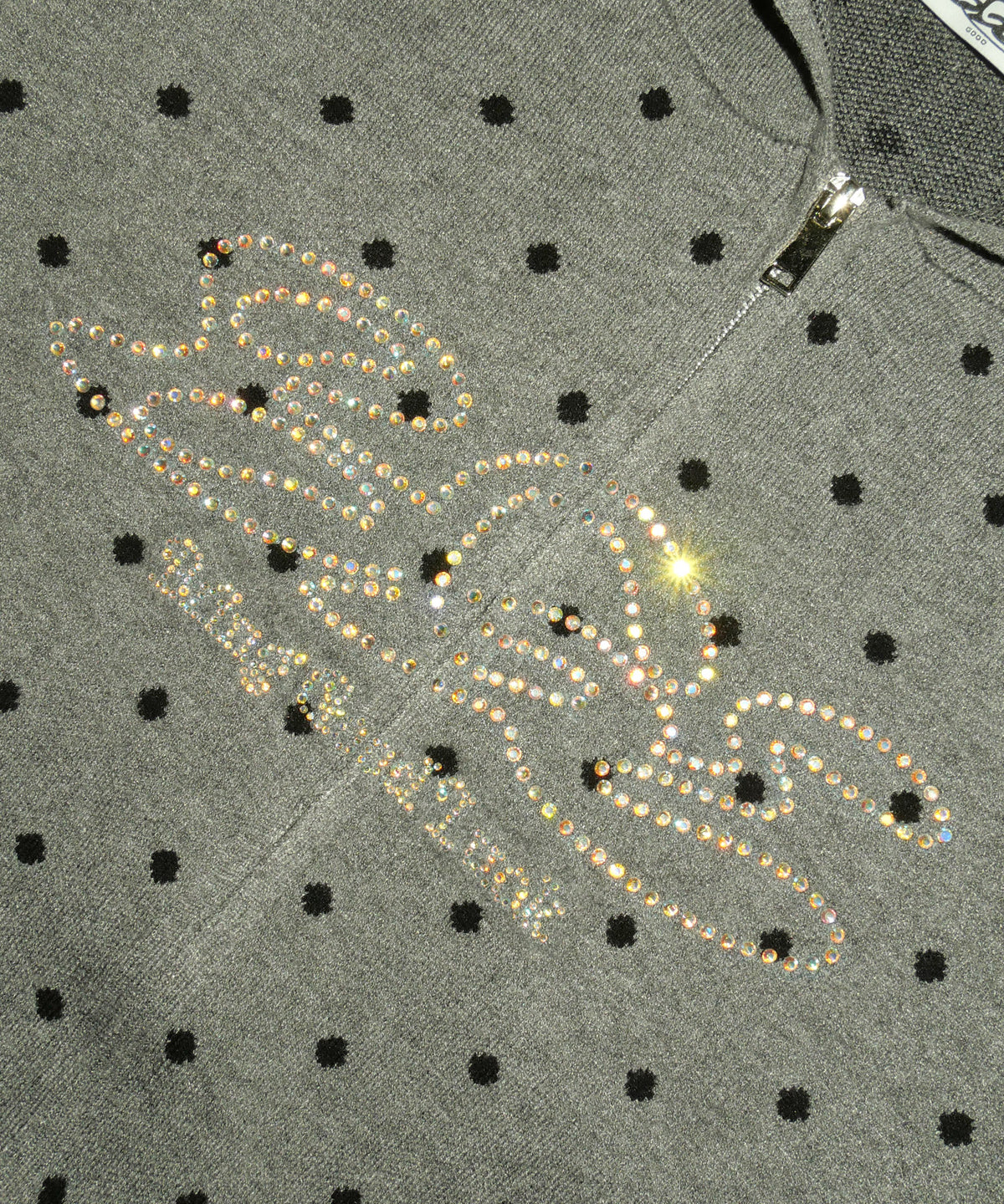 DOT KNIT ZIP PARKA -GREY-