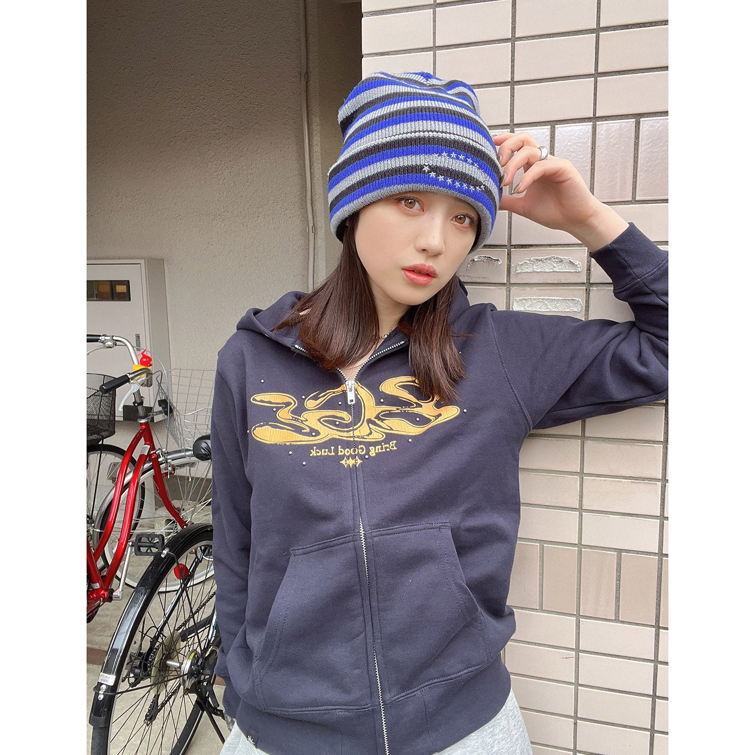 CRACK LOGO ZIP PARKA -NAVY- – BGL ONLINE STORE