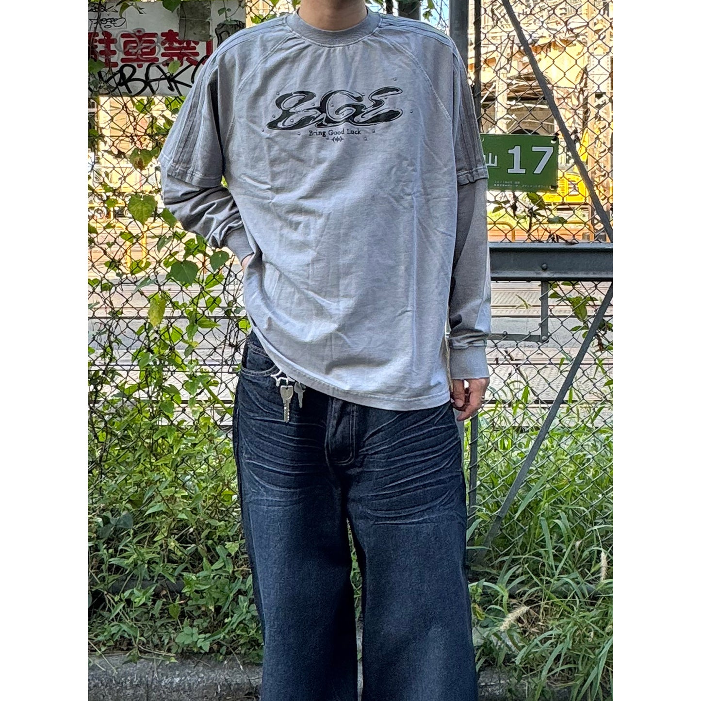 PIGMENT LS TEE -GREY-