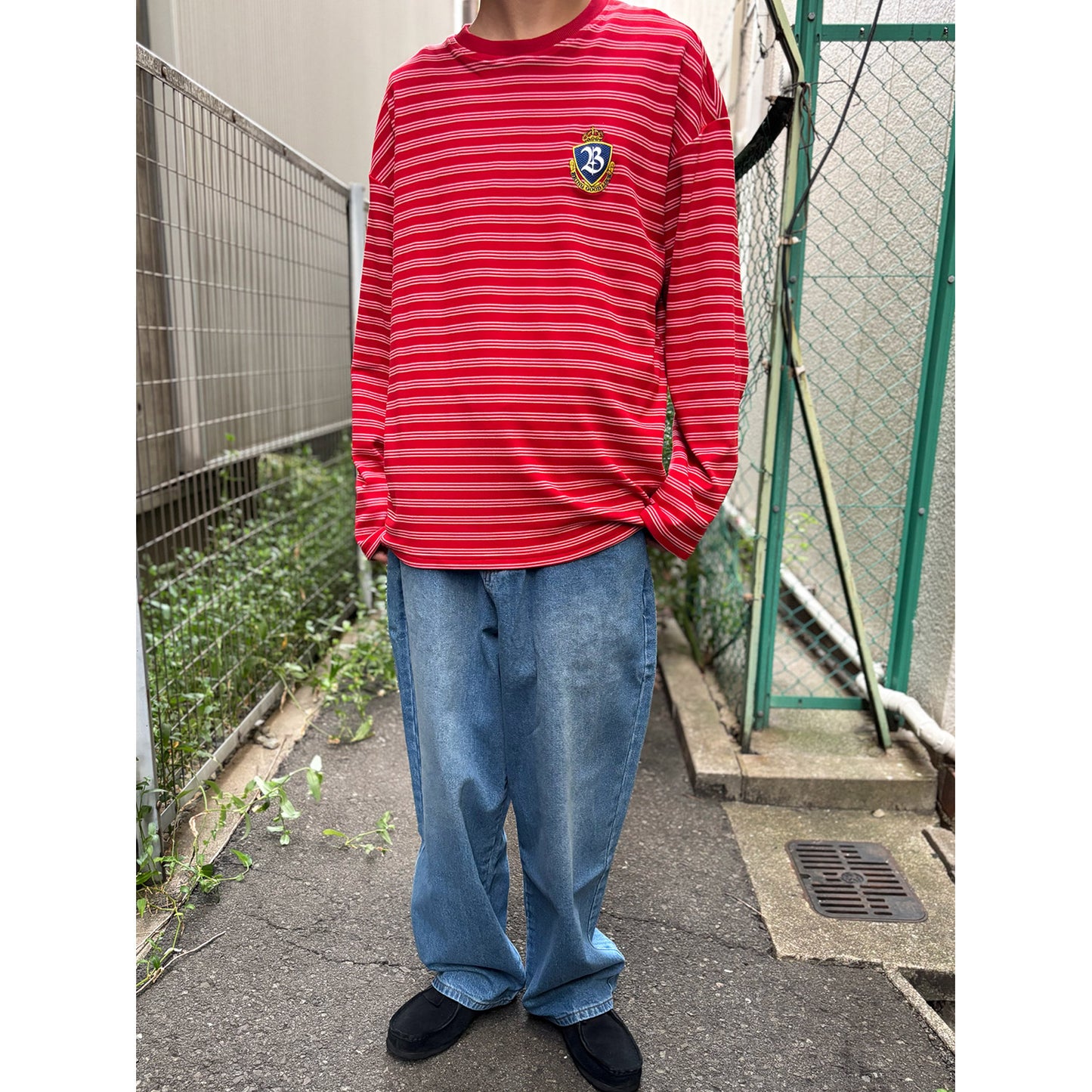 BORDER LS TEE -RED-