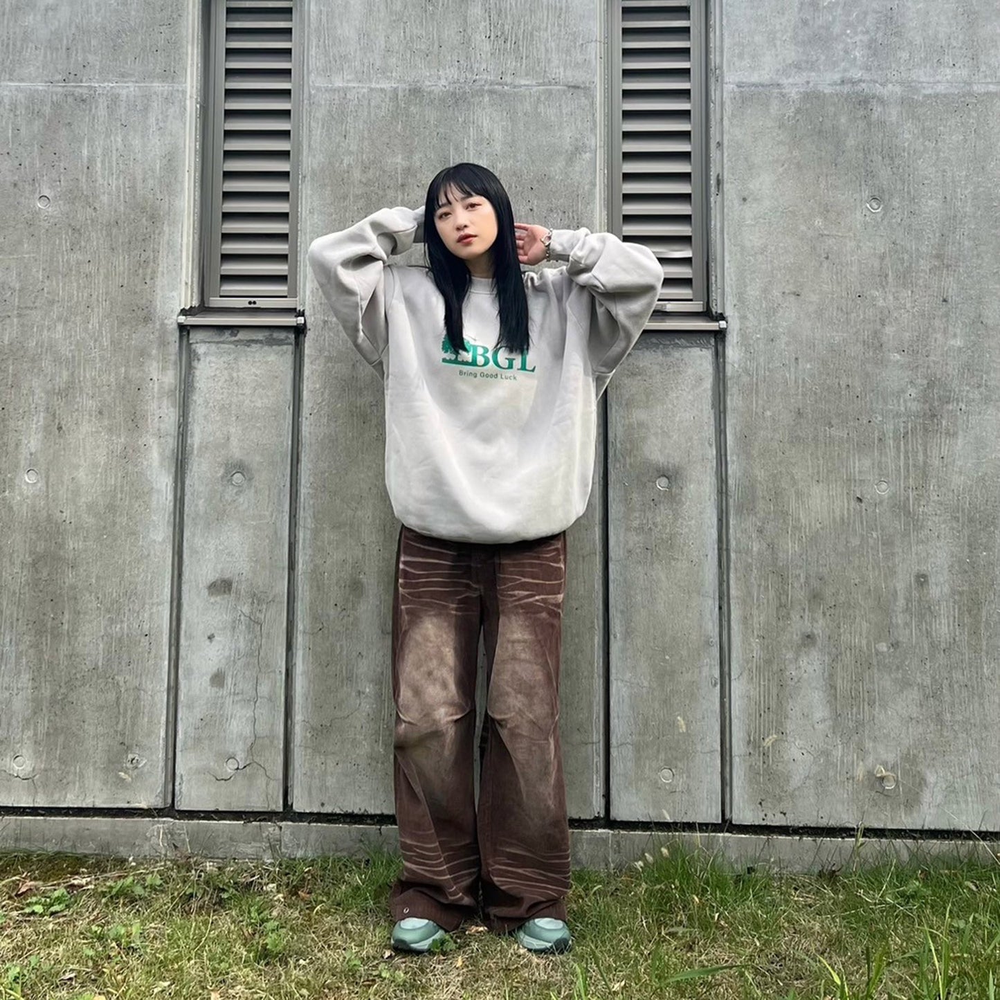 PIGMENT LOGO CREW SW -L.GREY-