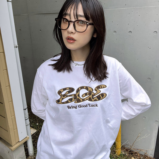 LEOPARD LOGO LS TEE -WHITE-