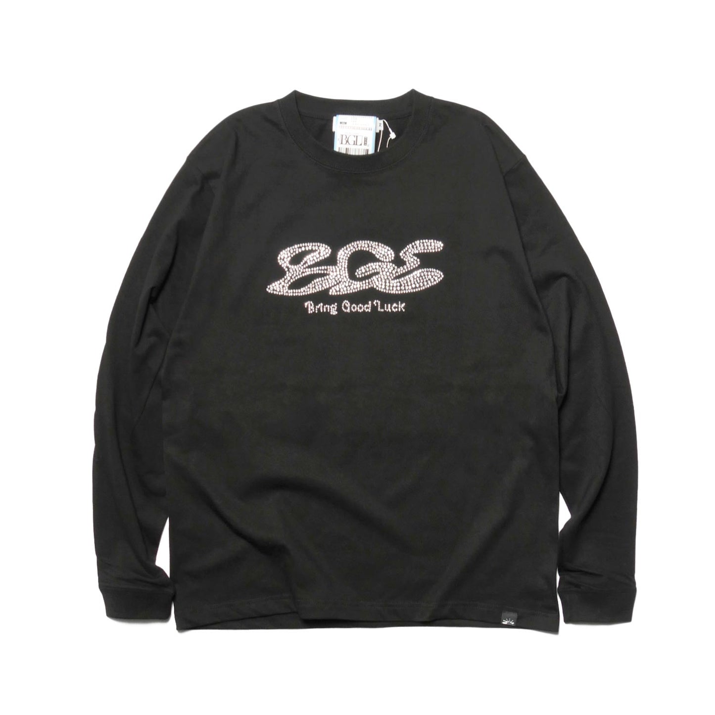 RHINESTONE LOGO LS TEE -BLACK-