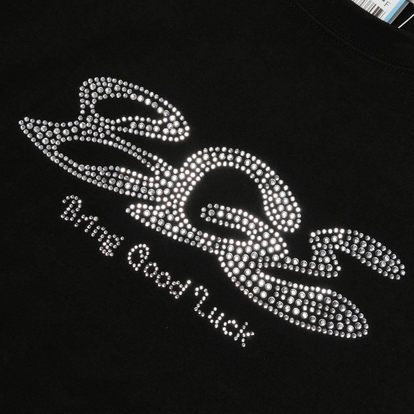 RHINESTONE LOGO LS TEE -BLACK-