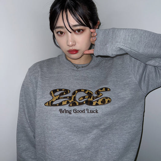 LEOPARD LOGO SWEAT -GREY-