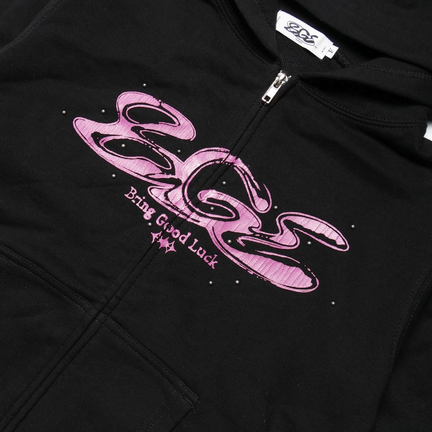 CRACK LOGO ZIP PARKA -BLACK-