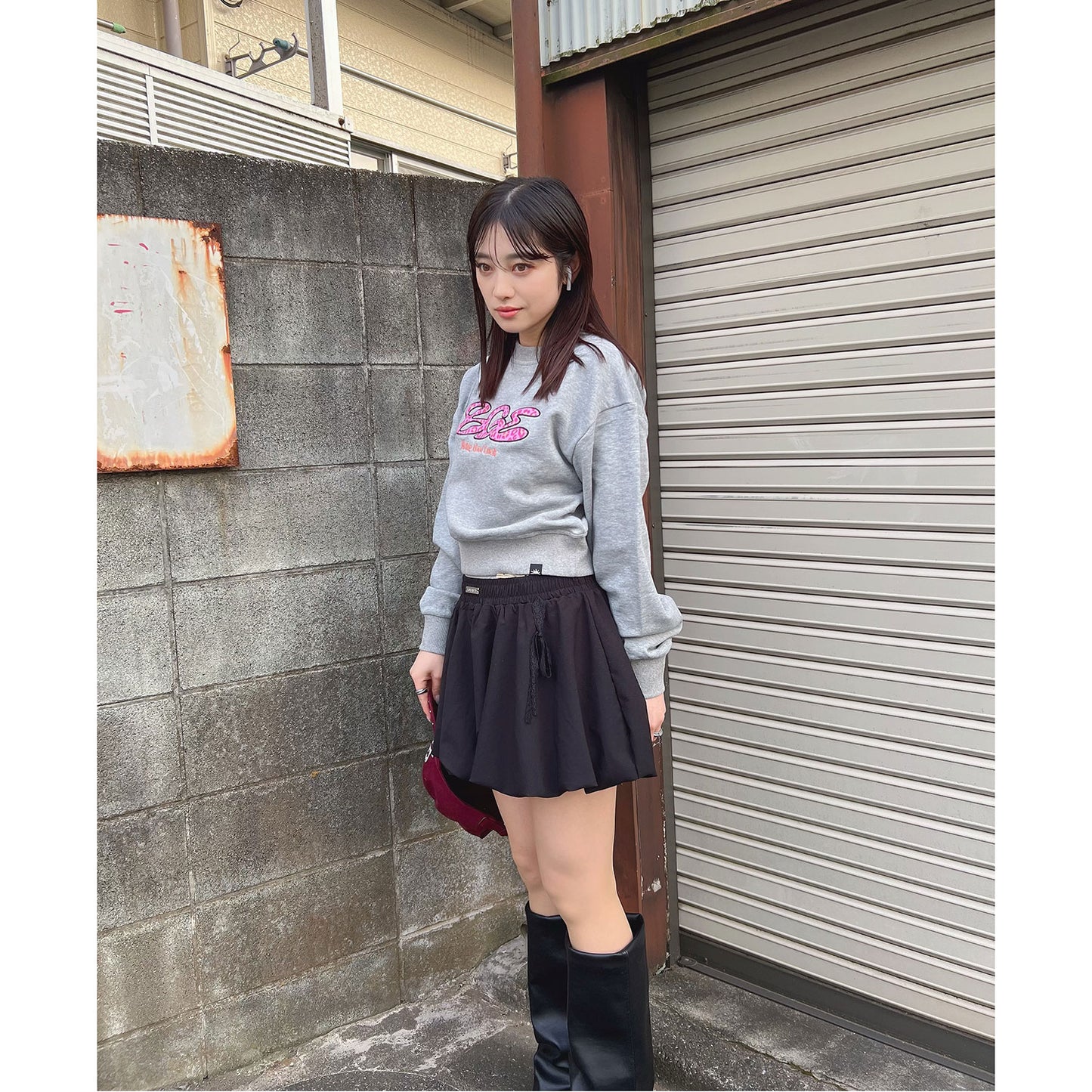 PINK LEOPARD LOGO SWEAT -GREY-