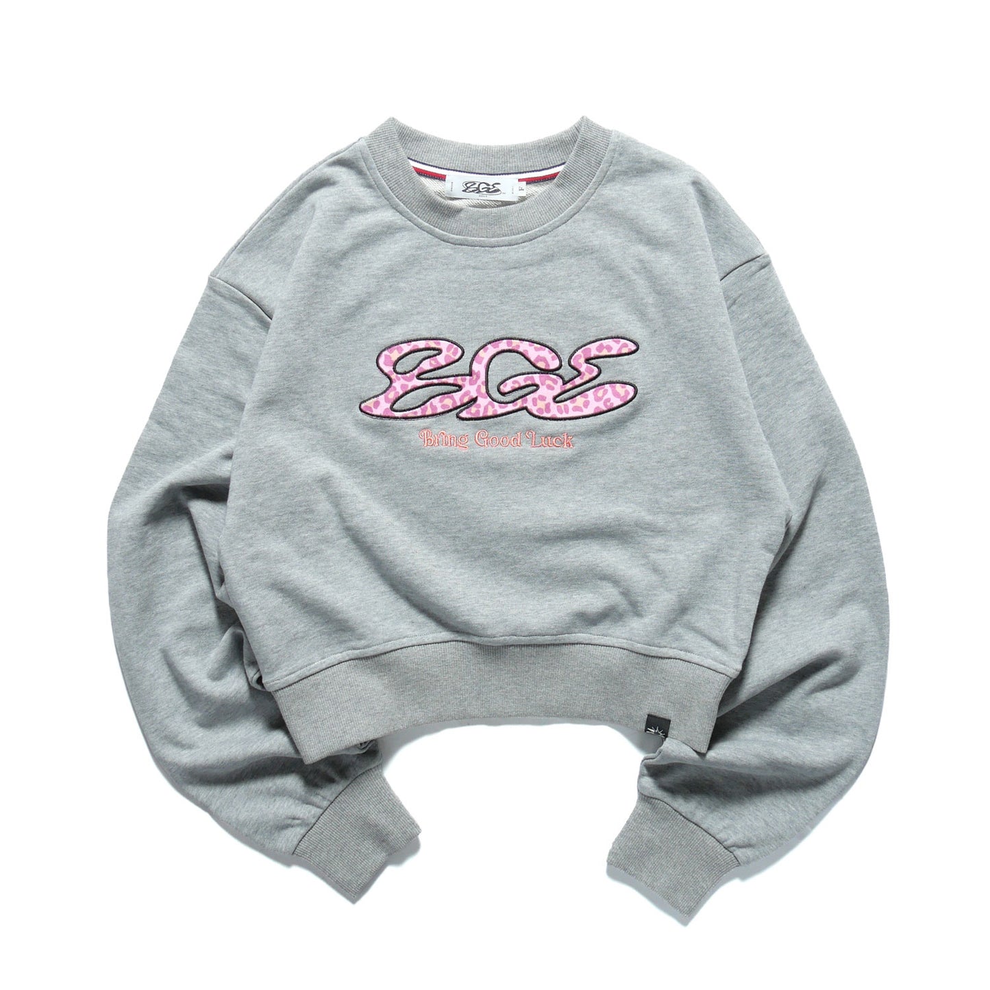 PINK LEOPARD LOGO SWEAT -GREY-