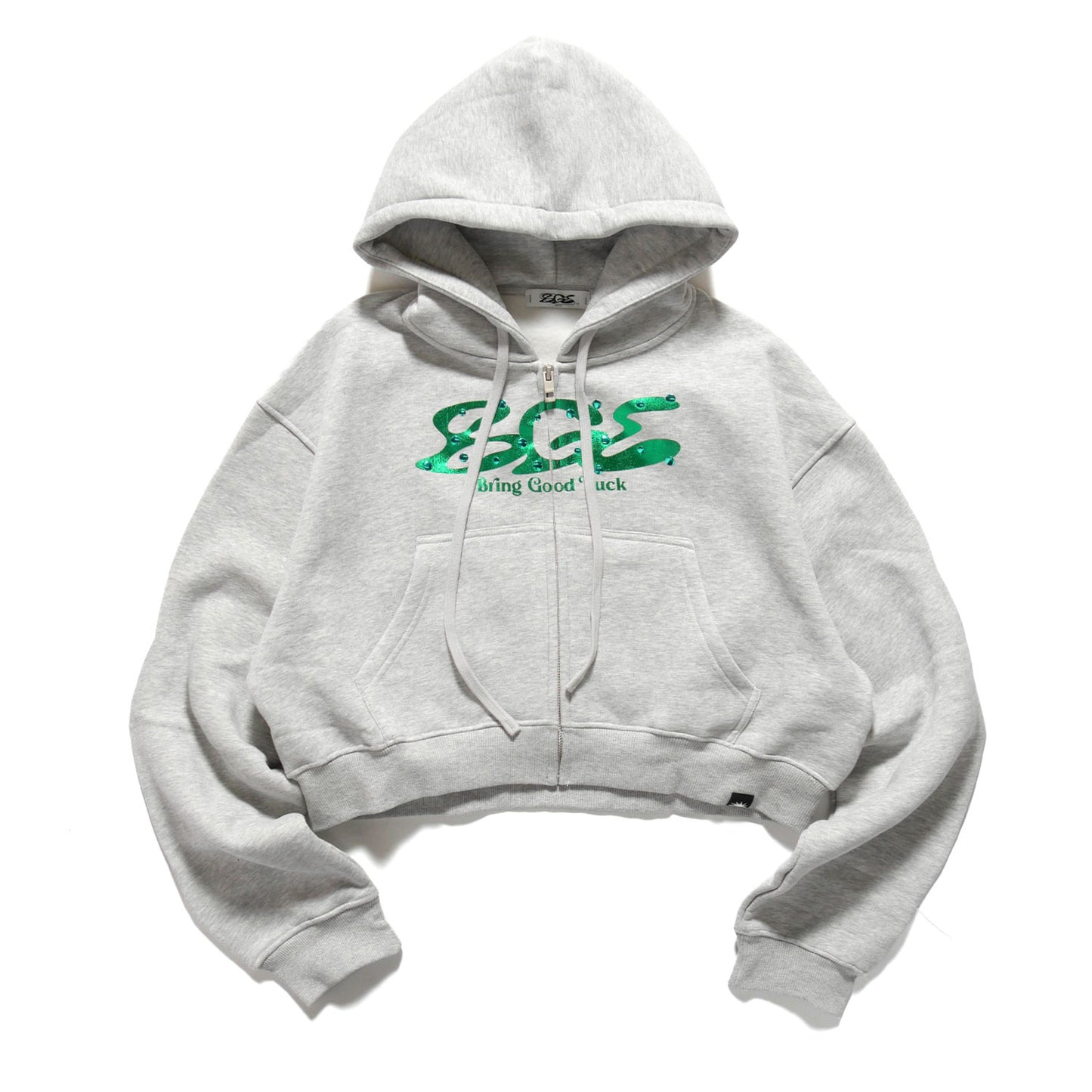 METALLIC LOGO ZIP PARKA -GREY-