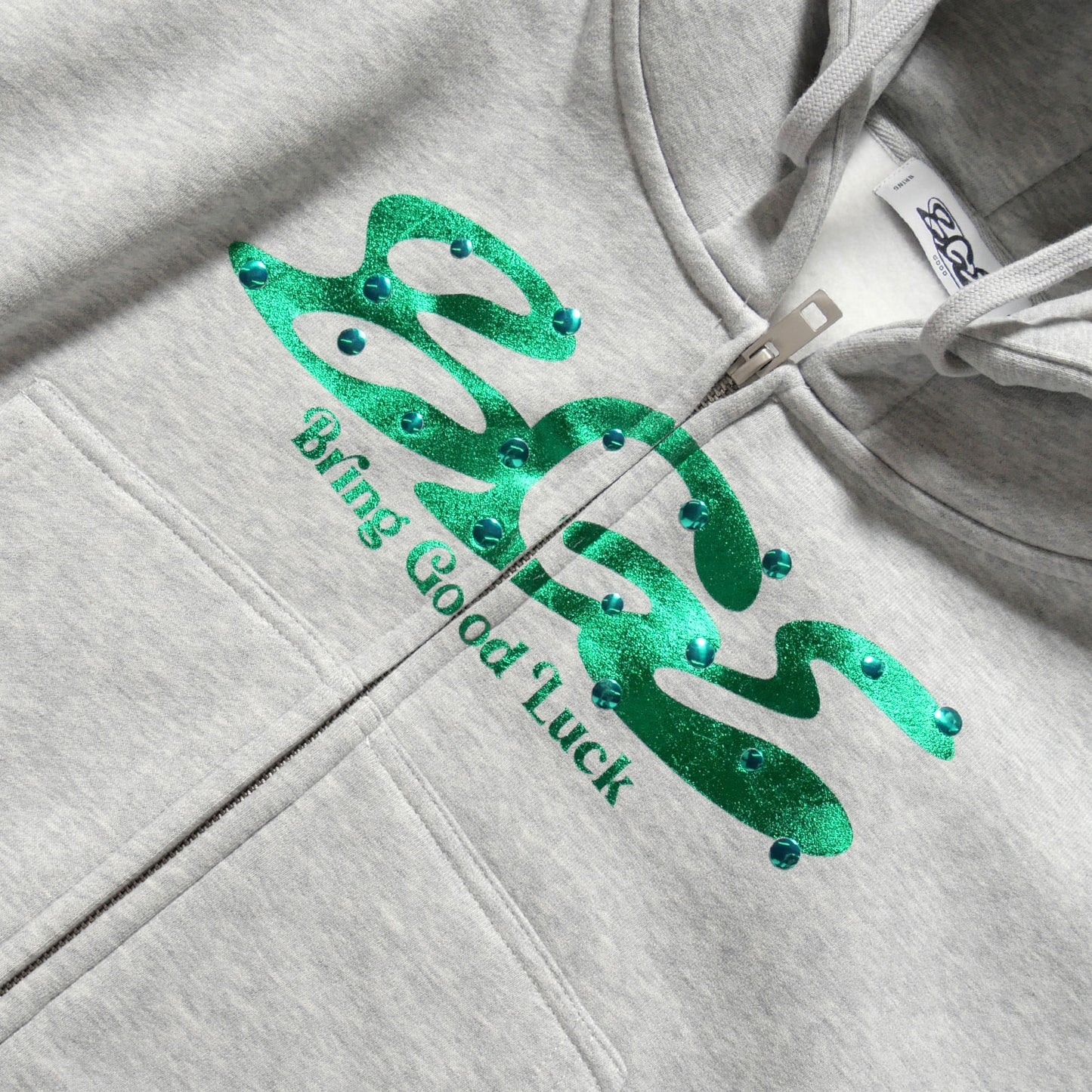 METALLIC LOGO ZIP PARKA -GREY-