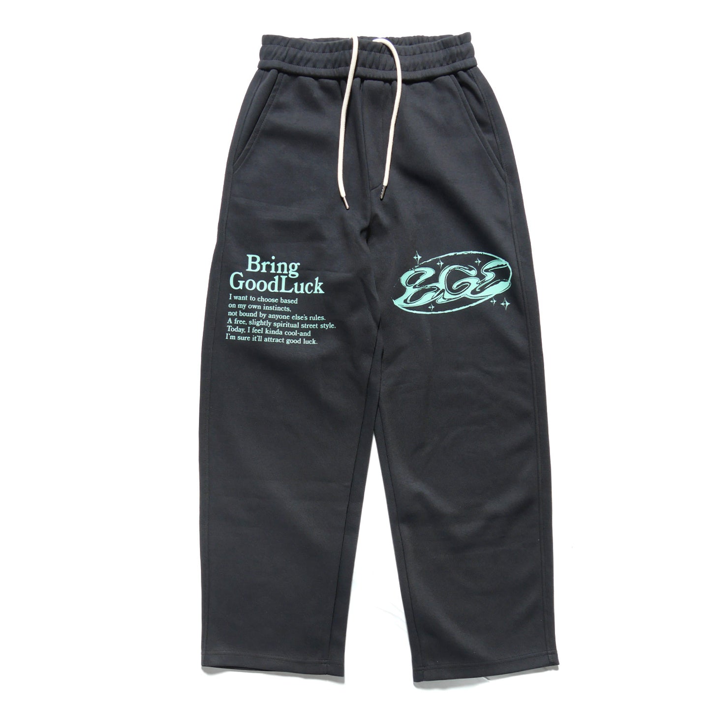 PRINT SWEAT PANTS -BLACK-