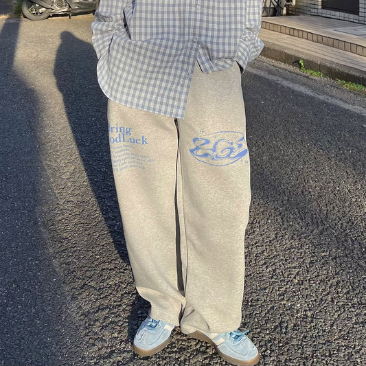 PRINT SWEAT PANTS -GREY-