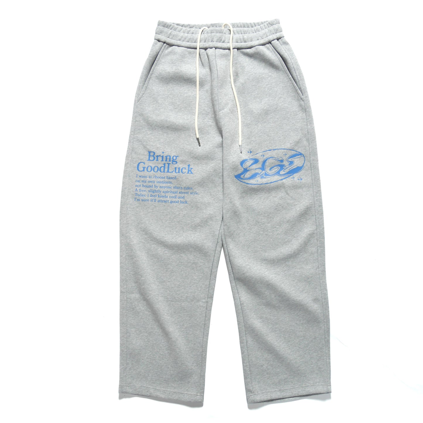 PRINT SWEAT PANTS -GREY-
