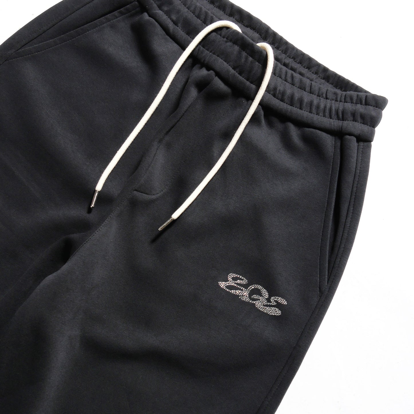 RHINESTONE SWEAT PANTS -BLACK-