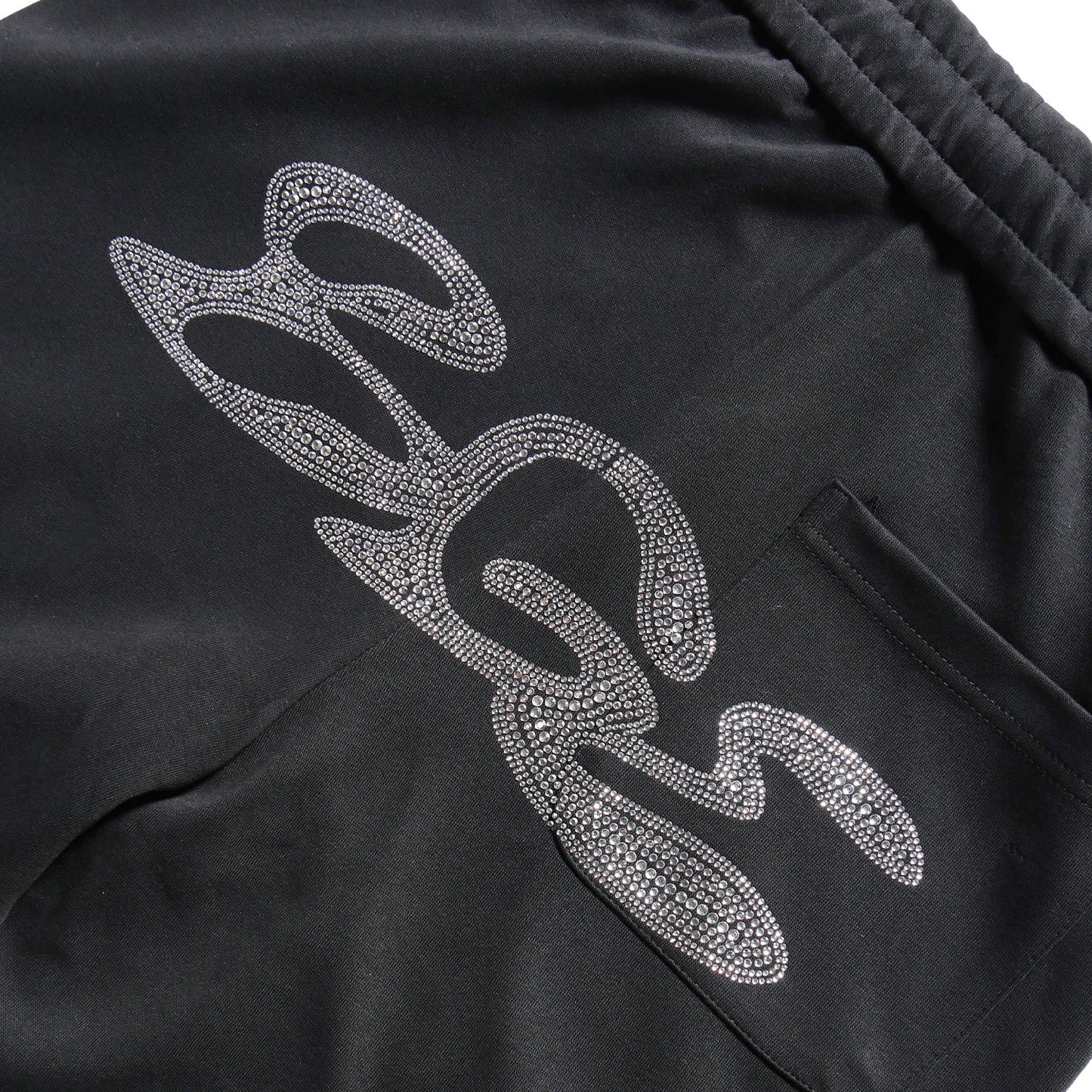 RHINESTONE SWEAT PANTS -BLACK-