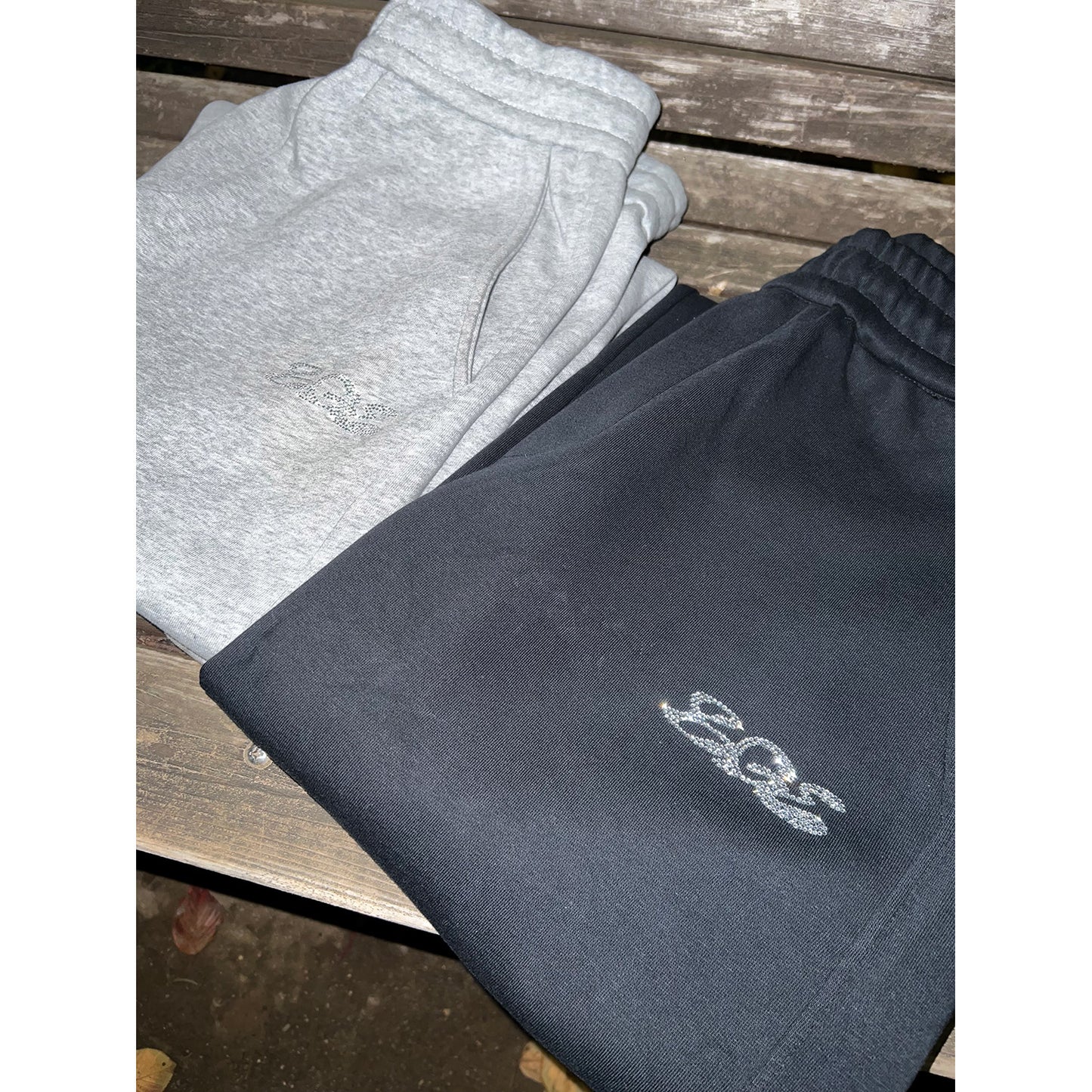 RHINESTONE SWEAT PANTS -BLACK-