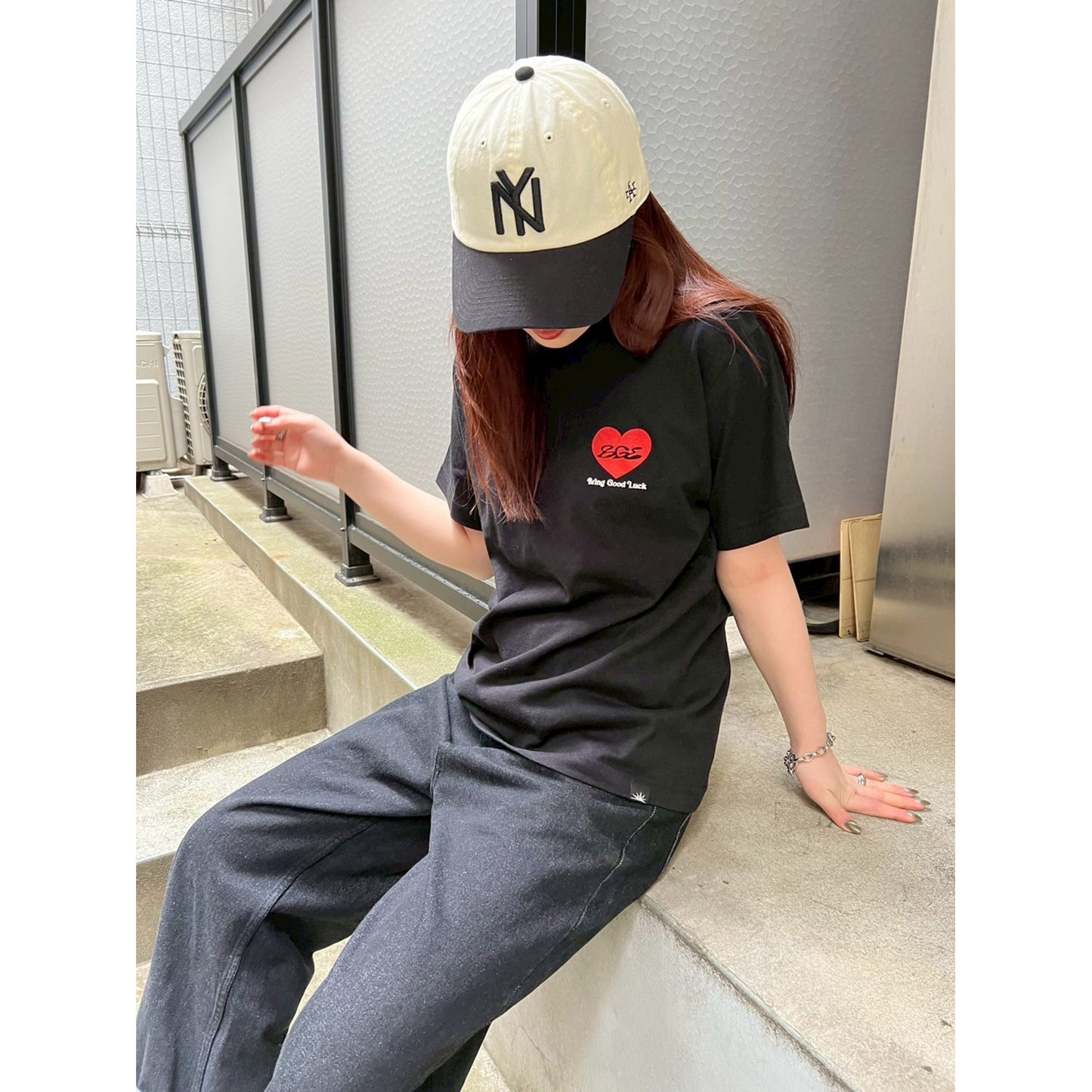 HEART LOGO TEE -BLACK-