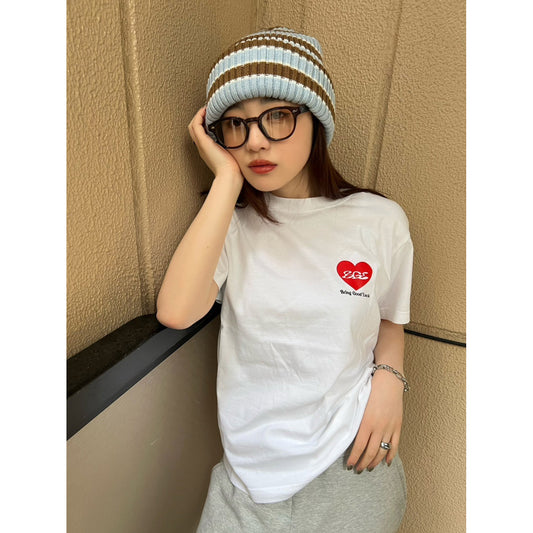 HEART LOGO TEE -WHITE-