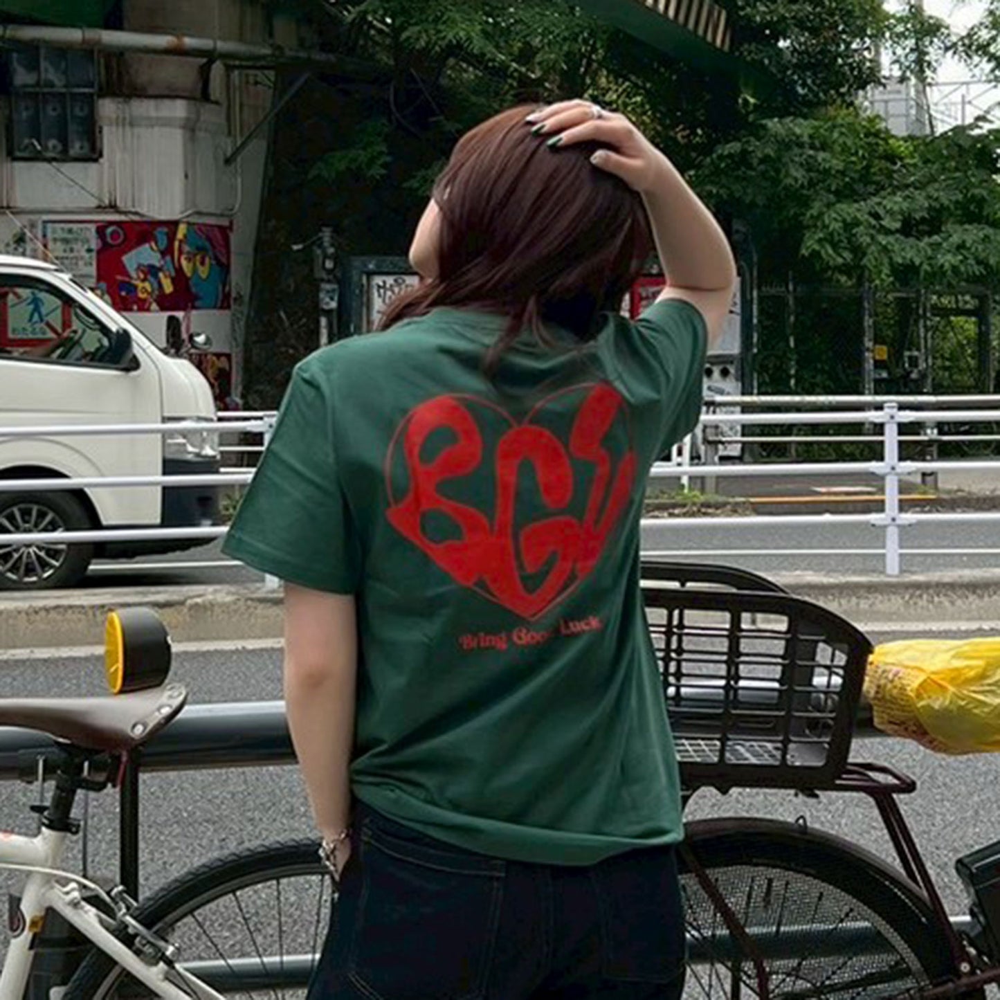 BIG HEART LOGO TEE -GREEN-