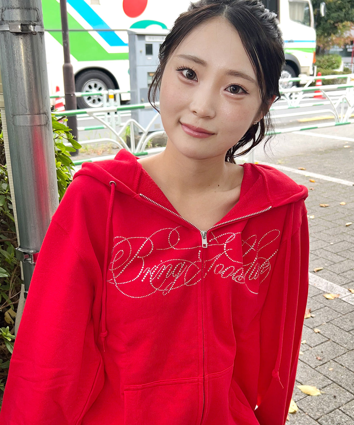 SCRIPT LOGO ZIP PARKA -RED-