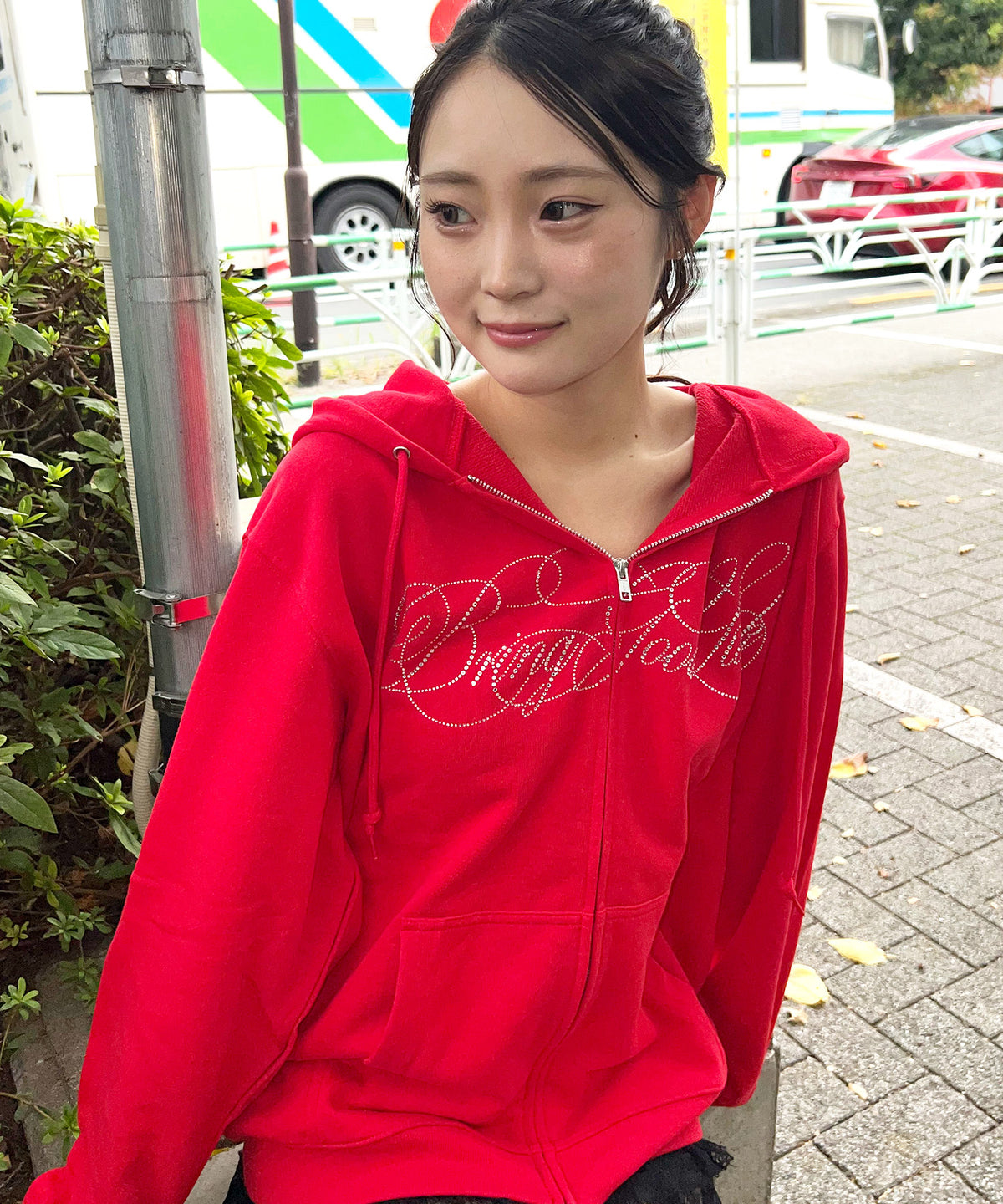 SCRIPT LOGO ZIP PARKA -RED-