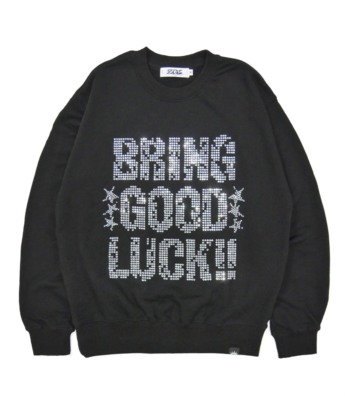 TEXT RHINESTONE SWEAT -BLACK-