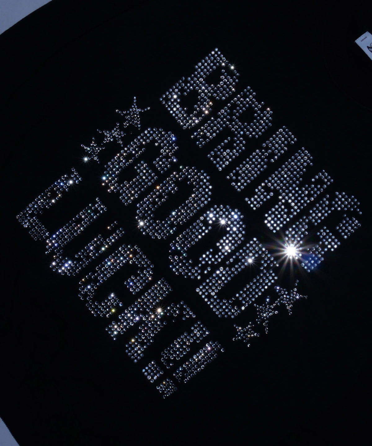 TEXT RHINESTONE SWEAT -BLACK-