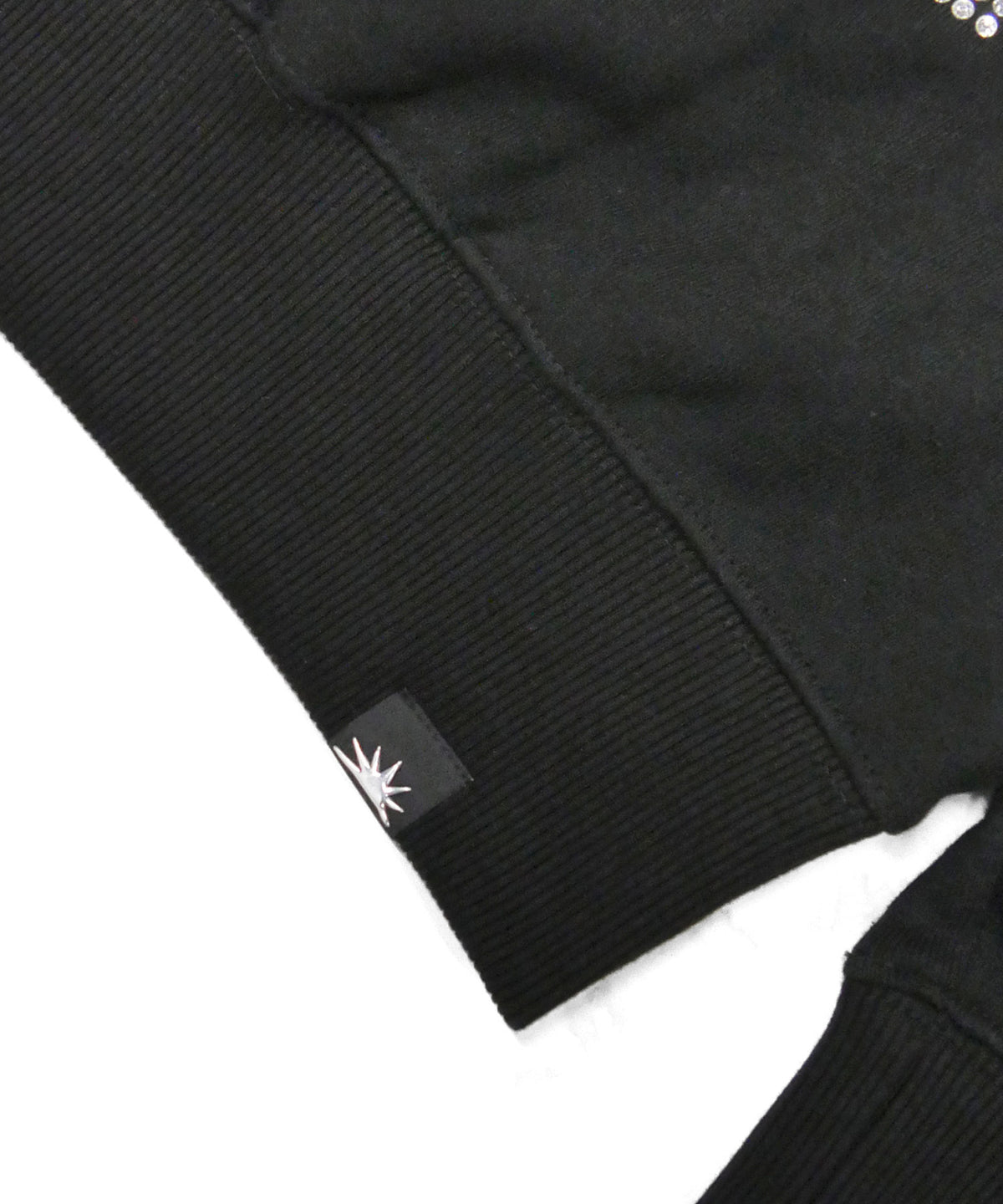 TEXT RHINESTONE SWEAT -BLACK-