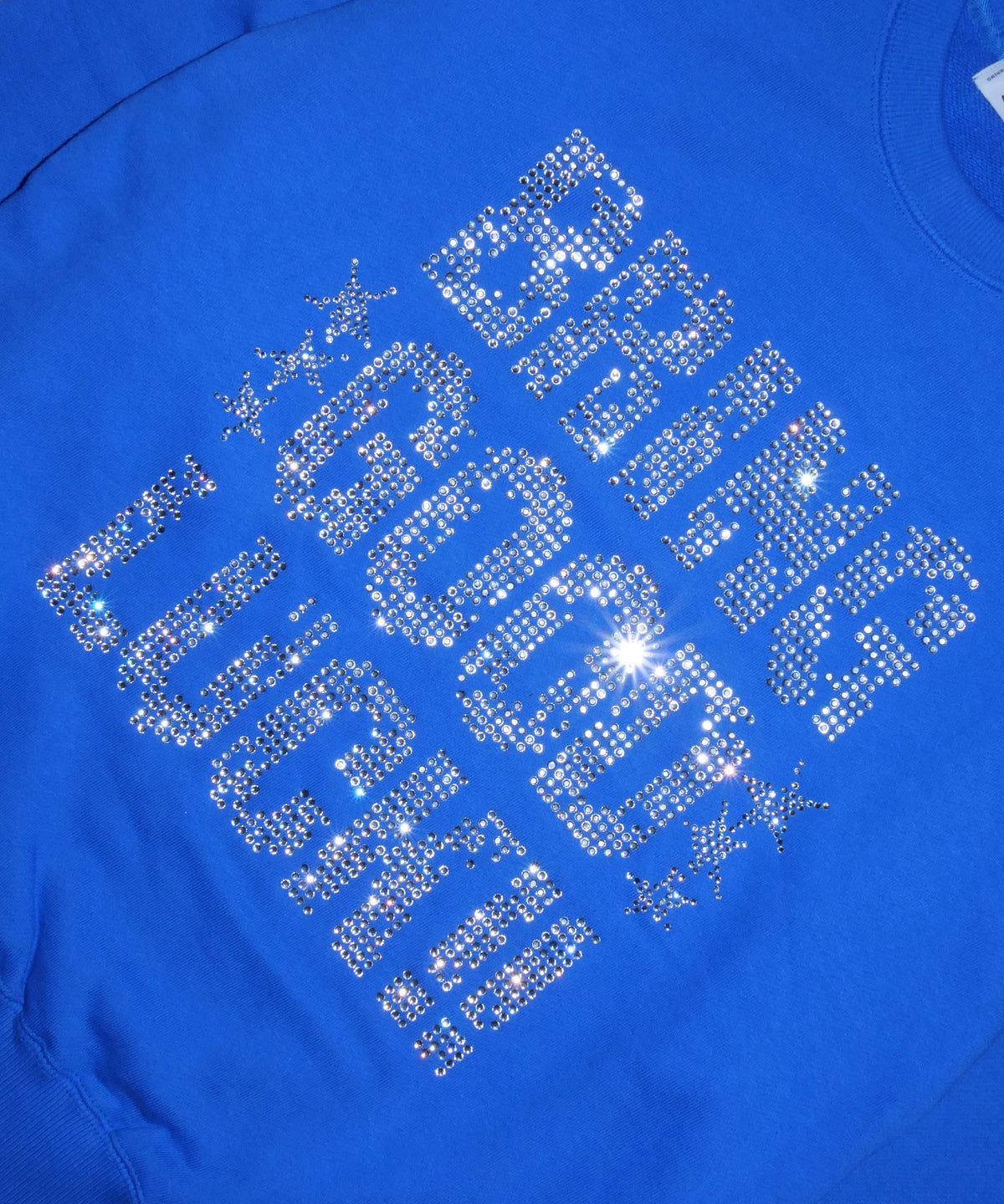 TEXT RHINESTONE SWEAT -BLUE-