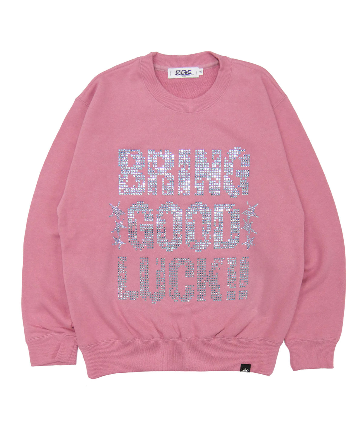 TEXT RHINESTONE SWEAT -PINK-
