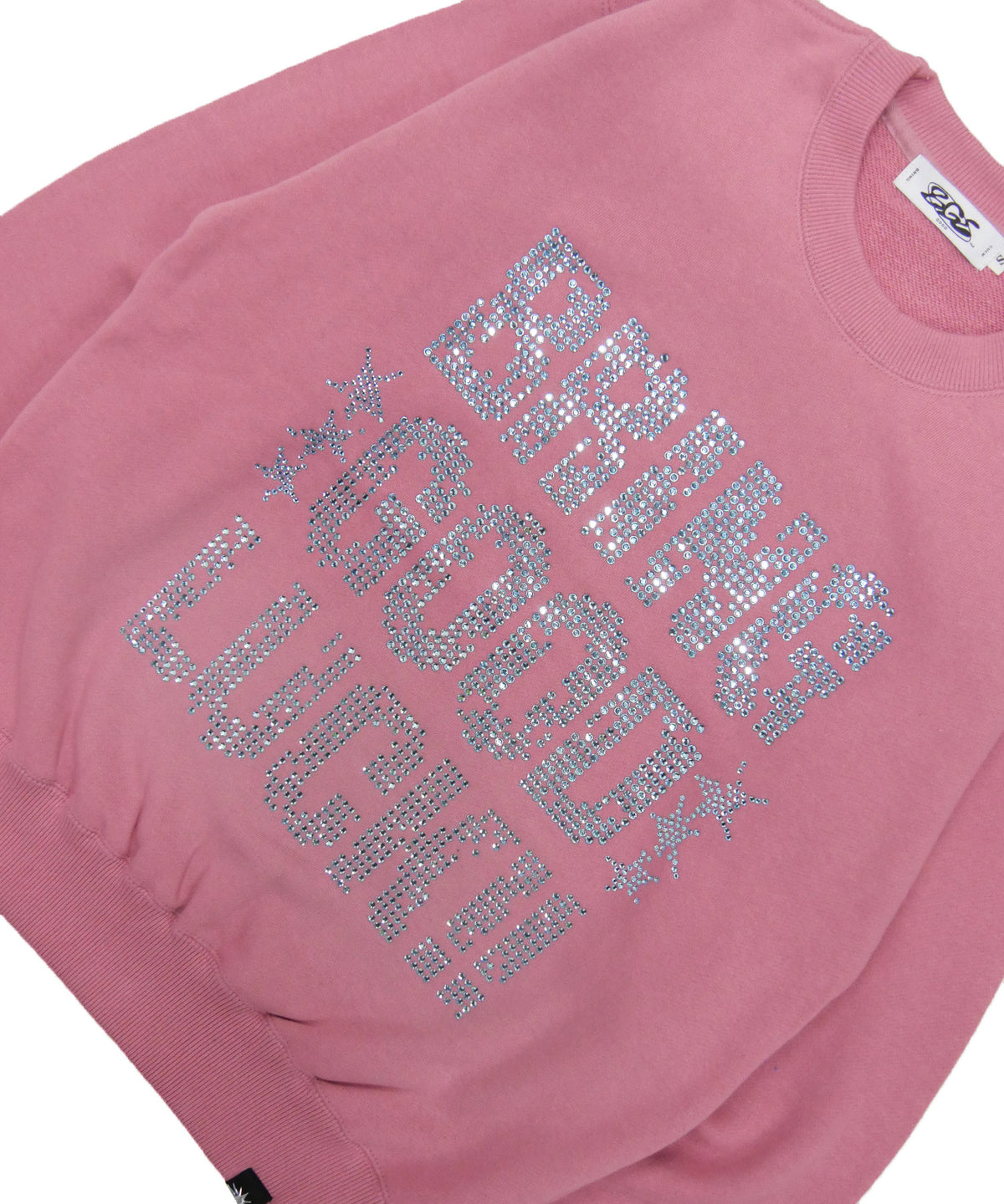 TEXT RHINESTONE SWEAT -PINK-
