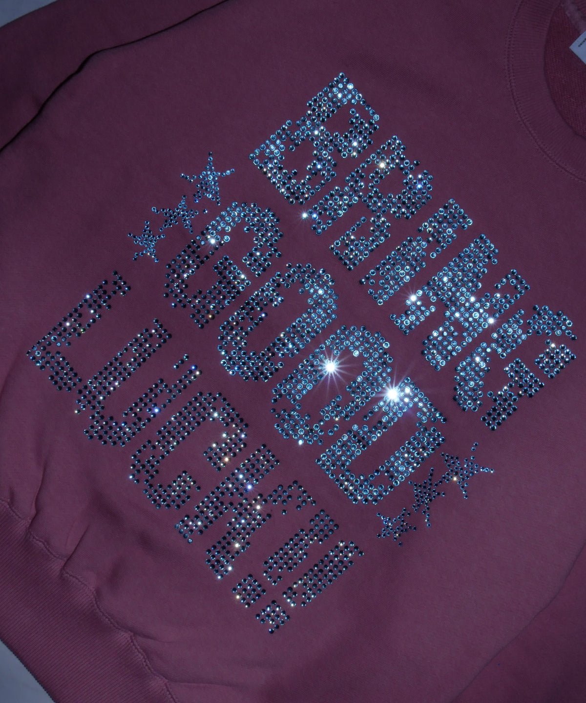 TEXT RHINESTONE SWEAT -PINK-