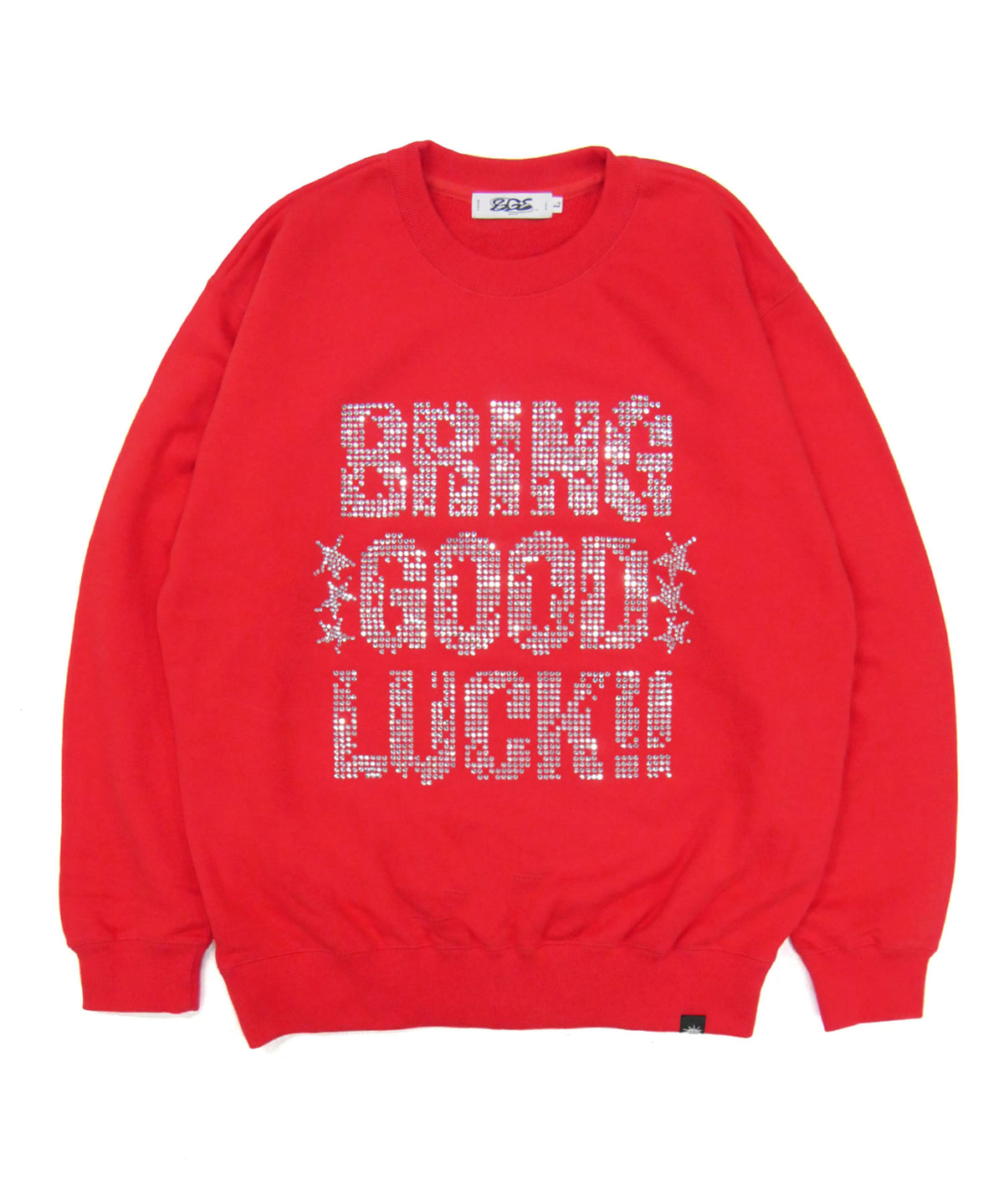 TEXT RHINESTONE SWEAT -RED-