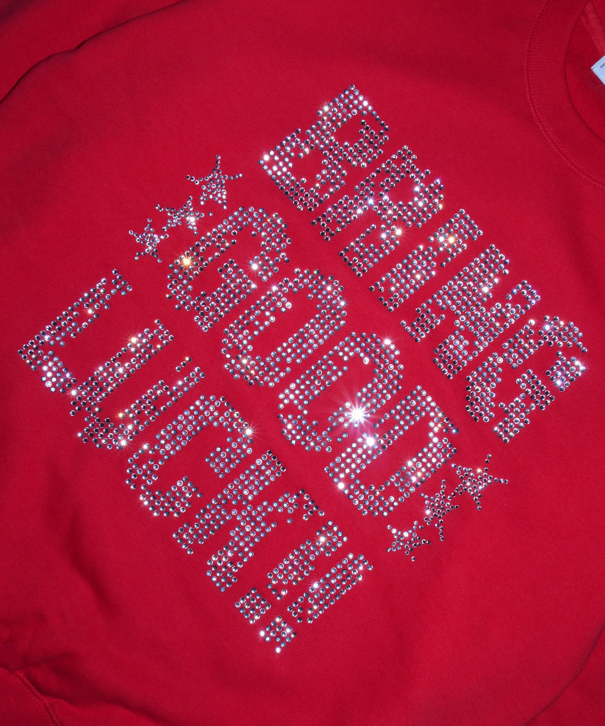TEXT RHINESTONE SWEAT -RED-