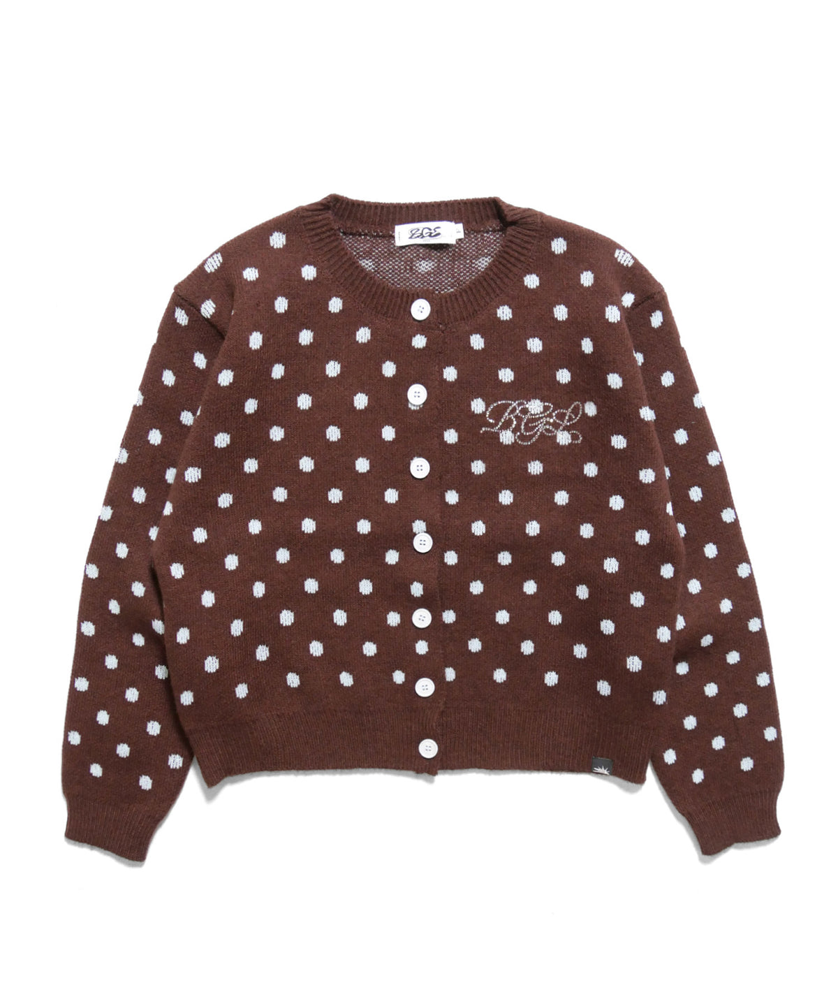 DOT KNIT CARDIGAN -BROWN-