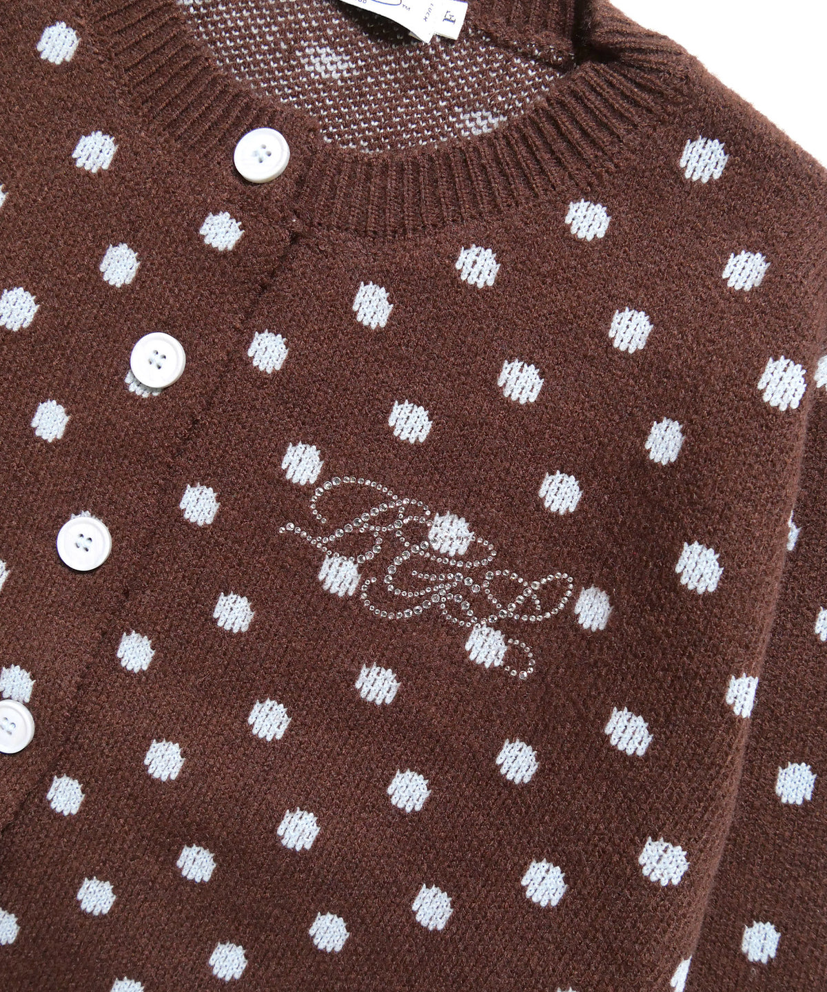 DOT KNIT CARDIGAN -BROWN-