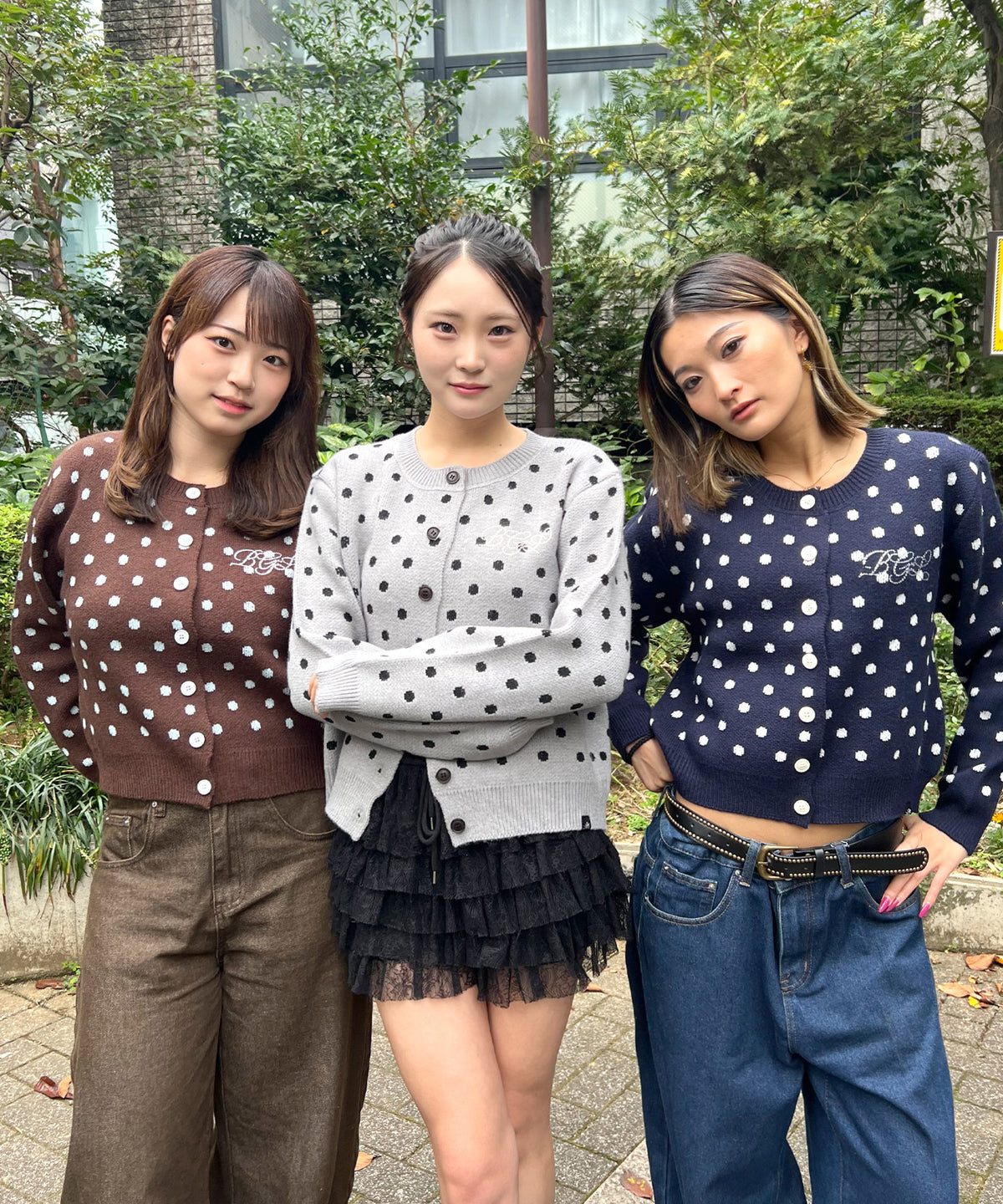 DOT KNIT CARDIGAN -GREY-