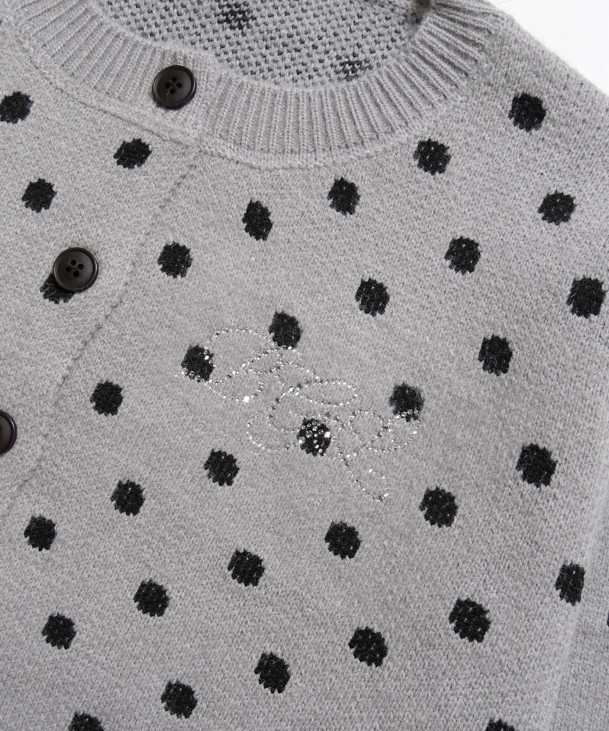 DOT KNIT CARDIGAN -GREY-
