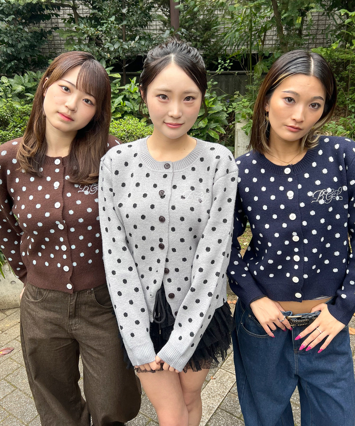 DOT KNIT CARDIGAN -NAVY-