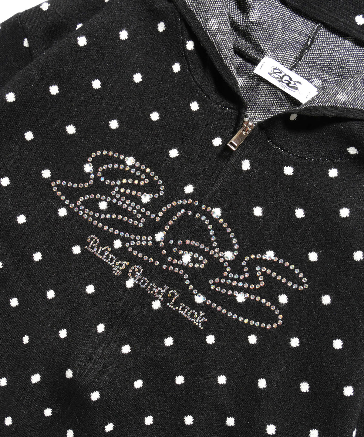 DOT KNIT ZIP PARKA -BLACK-