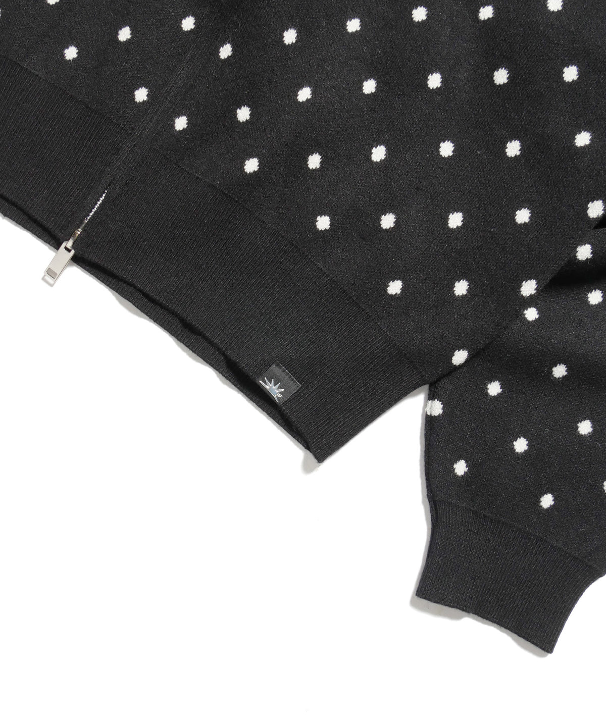 DOT KNIT ZIP PARKA -BLACK-