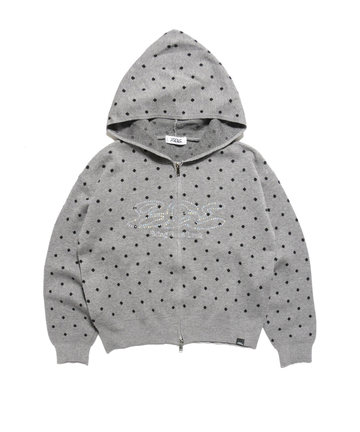 DOT KNIT ZIP PARKA -GREY-