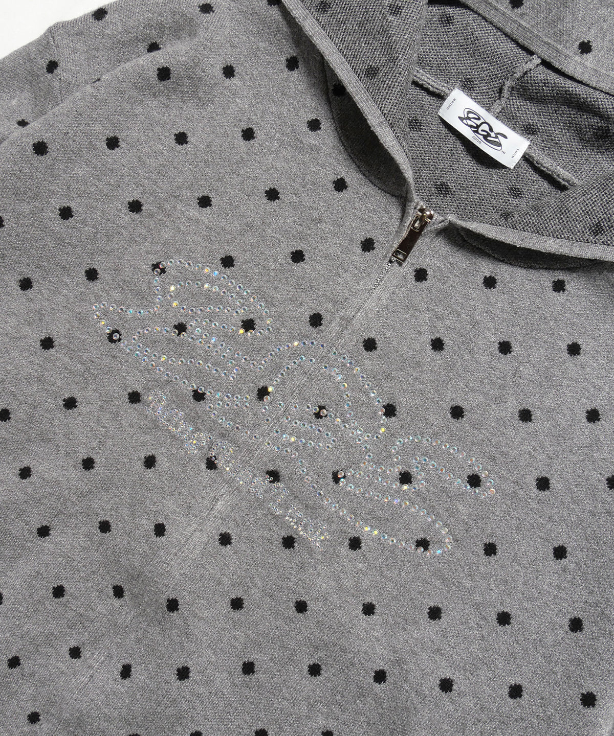 DOT KNIT ZIP PARKA -GREY-