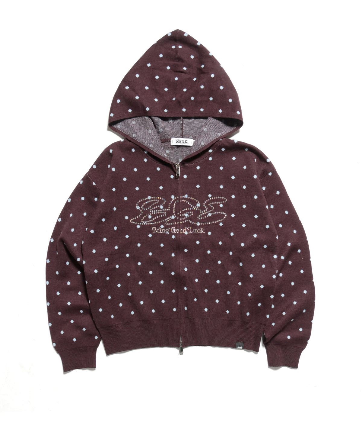 DOT KNIT ZIP PARKA -MAROON-