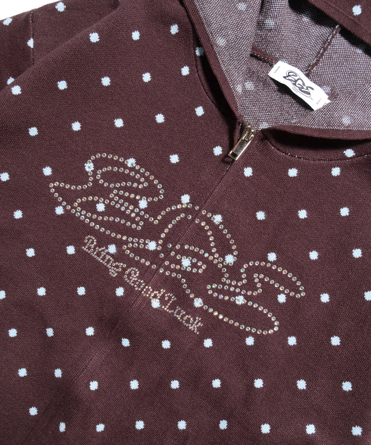 DOT KNIT ZIP PARKA -MAROON-