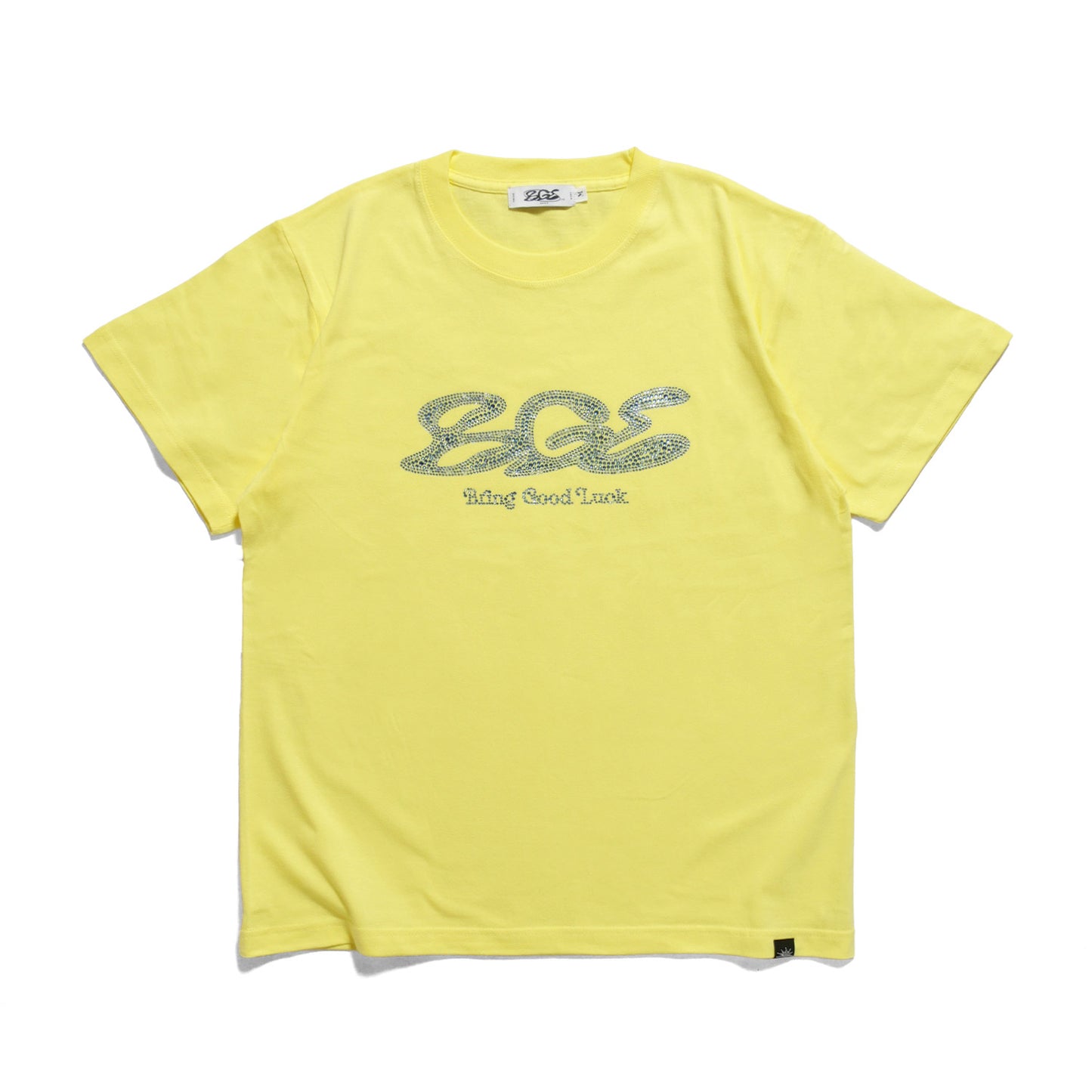 RHINESTONE LOGO TEE -LIGHT YELLOW-