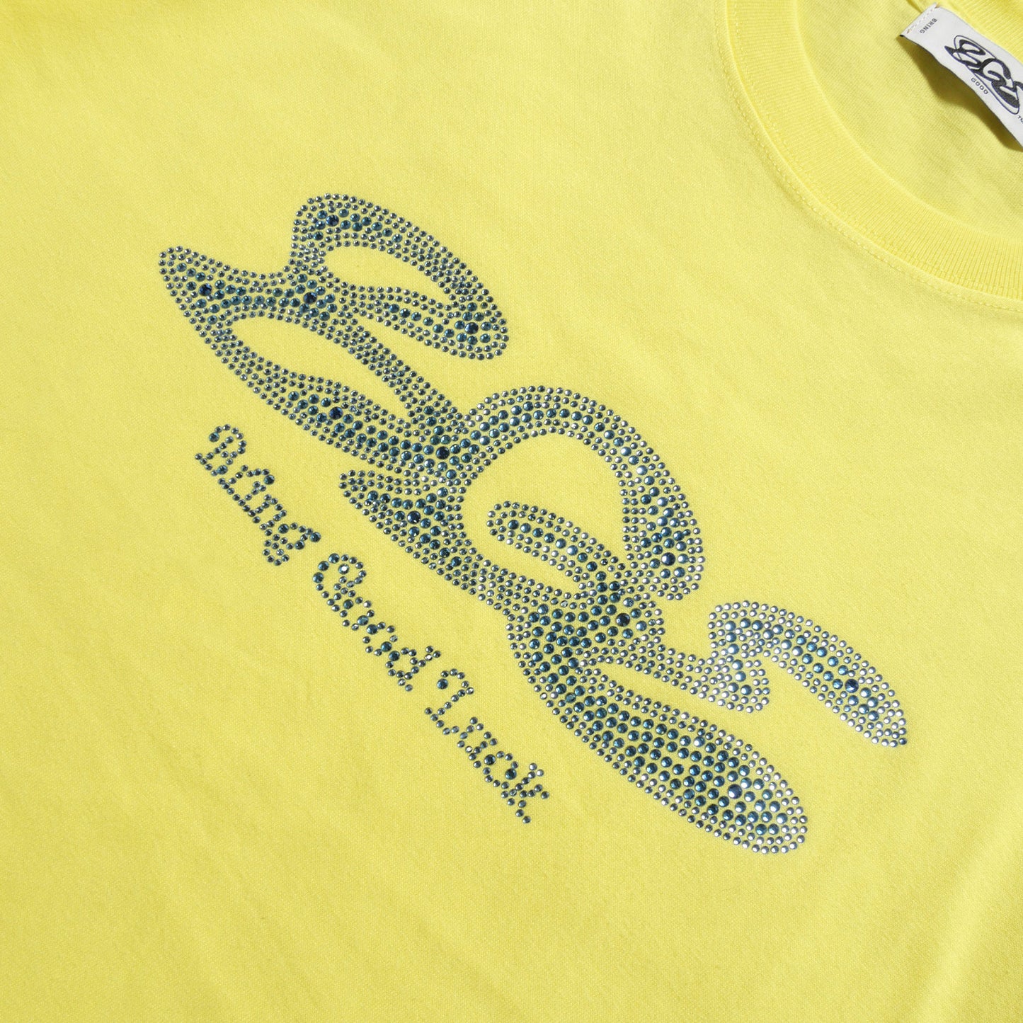RHINESTONE LOGO TEE -LIGHT YELLOW-