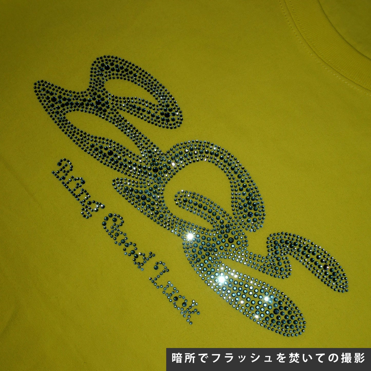 RHINESTONE LOGO TEE -LIGHT YELLOW-