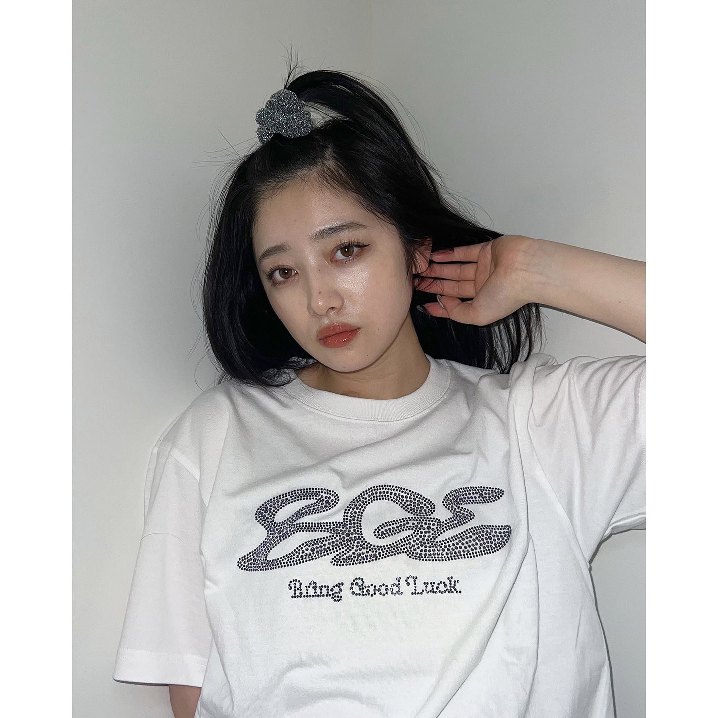 RHINESTONE LOGO TEE -WHITE-