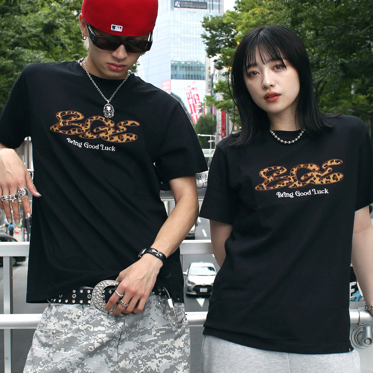 LEOPARD LOGO TEE -BLACK-